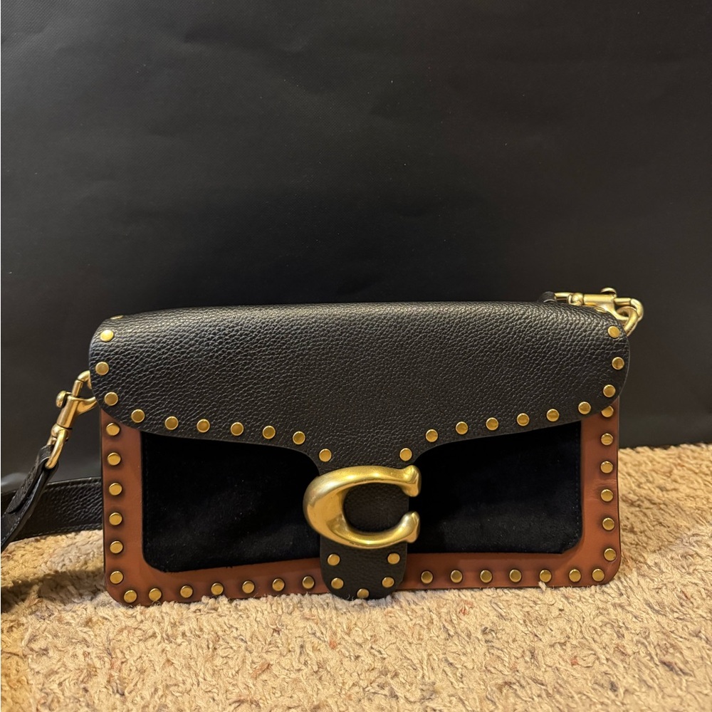 Coach Black and Brown Studded Crossbody Bag
